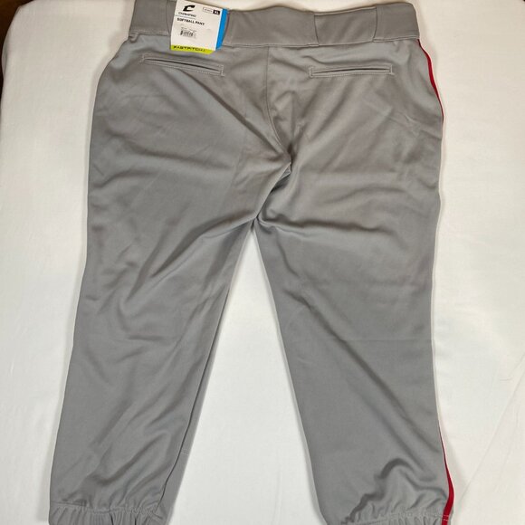 Champro Sports Fastpitch Gray w/ Scarlet Piping XL Polyester Gray Softball Pants - Picture 4 of 5